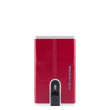 Piquadro, Blue Square, Leather Card Holder, Square Sliding System, PP4825B2R-R, Red, For Men
