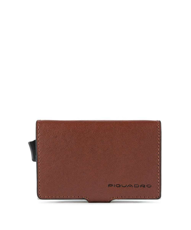 Piquadro, Black Square, Leather Card Holder, Square Sliding System, PP5649B3R-TM, Brown, For Men