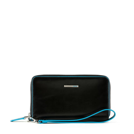 Piquadro, Blue Square, Leather Wallet, Black, For Women