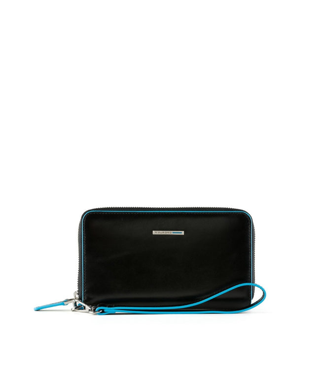 Piquadro, Blue Square, Leather Wallet, Black, For Women