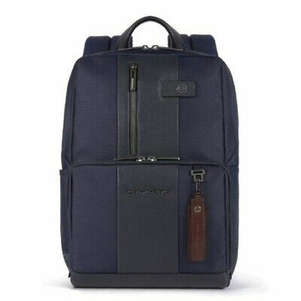 Piquadro, Brief 2, Nylon And Leather, Textile Backpack, Blue, Laptop And iPad Compartment, CA3214BR2, For Men, 39 x 29 x 15 cm