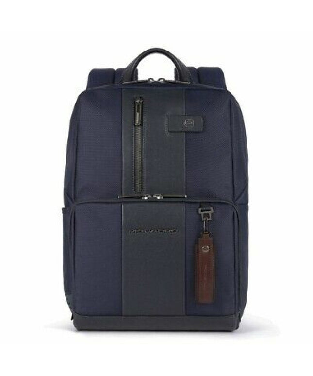 Piquadro, Brief 2, Nylon And Leather, Textile Backpack, Blue, Laptop And iPad Compartment, CA3214BR2, For Men, 39 x 29 x 15 cm