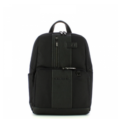 Piquadro, Brief 2, Nylon And Leather, Textile Backpack, Black, Laptop And iPad Compartment, CA3214BR2, For Men, 39 x 29 x 15 cm