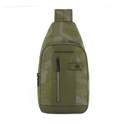 Piquadro, Brief 2, Nylon And Leather, Textile Backpack, Green, For Men, 20 x 37.5 x 7.5 cm