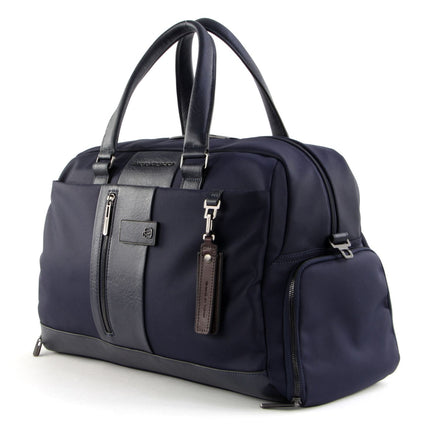 Piquadro, Brief 2, Synthetic Fabric, Textile Handbag, Shoe Compartment, Navy Blue, 48 x 30 x 23 cm