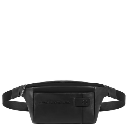 Piquadro, Bum, Leather Fanny Pack, Anti-Fraud Protection, 42021190, Black, 32 x 15 x 7 cm, For Men