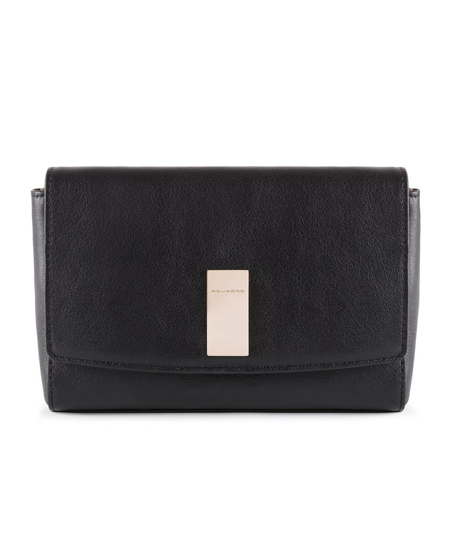 Piquadro, Dafne, Leather Handbag, Sistem RFID, Black, 19 cm