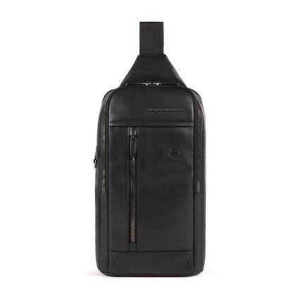Piquadro, Monospalla, Leather, Leather Backpack, Black, Mono Sling, For Men, 19 x 32 x 8 cm