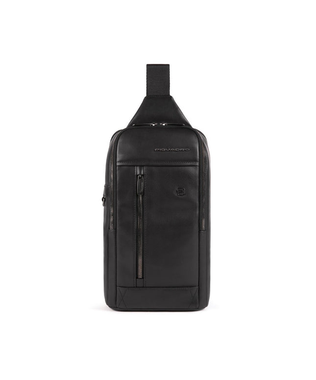 Piquadro, Monospalla, Leather, Leather Backpack, Black, Mono Sling, For Men, 19 x 32 x 8 cm