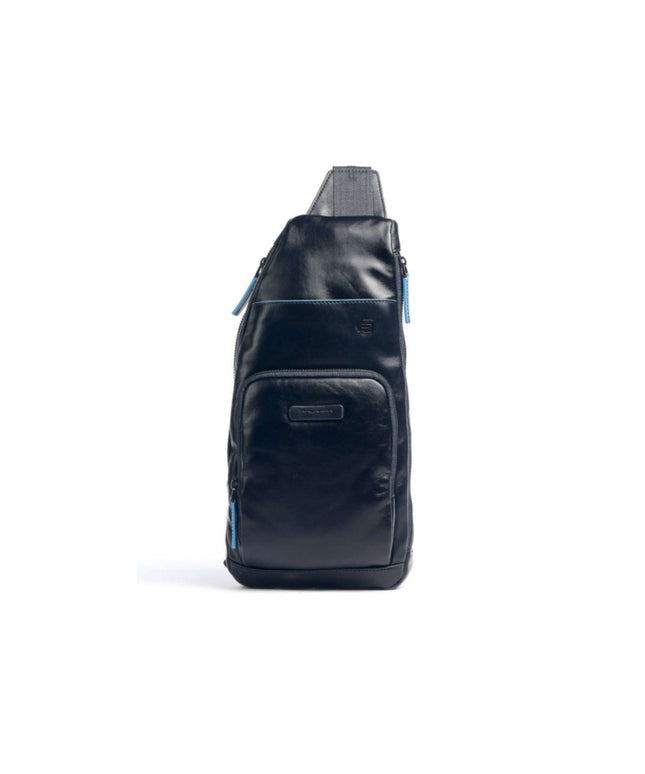 Piquadro, Monospalla, Leather, Leather Backpack, Blue, Mono Sling, For Men, 18 x 36 x 6 cm