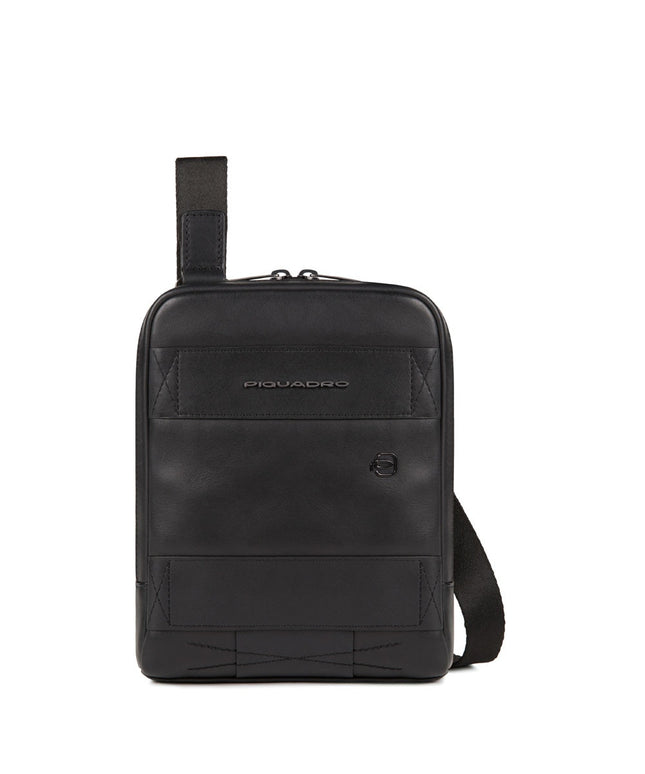 Piquadro, Obidos, Leather Crossbody Bag, Black, 17 x 22 x 5.00 cm, For Men