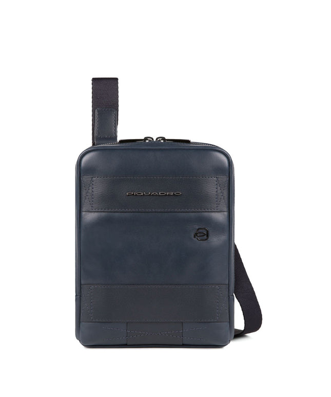 Piquadro, Obidos, Leather Crossbody Bag, Blue, 17 x 22 x 5.00 cm, For Men