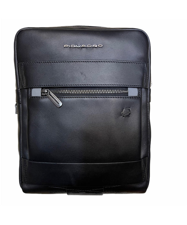 Piquadro, Obidos, Small, Leather Crossbody Bag, Black, 22 x 28 x 5 cm, For Men