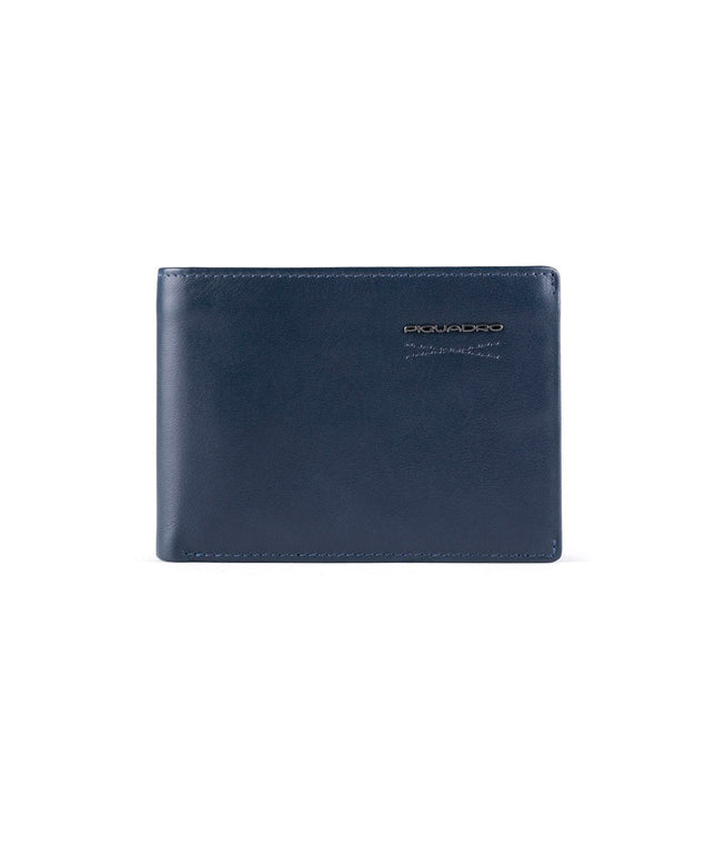 Piquadro, Obidos, Leather Wallet, Coin Holder, Navy, For Men