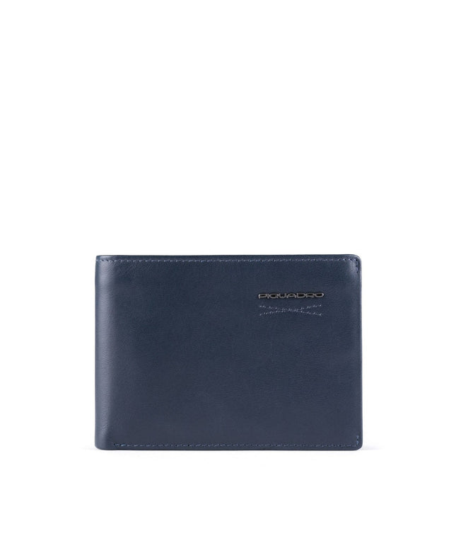 Piquadro, Obidos, Leather Wallet, Coin Holder, Blue, For Men