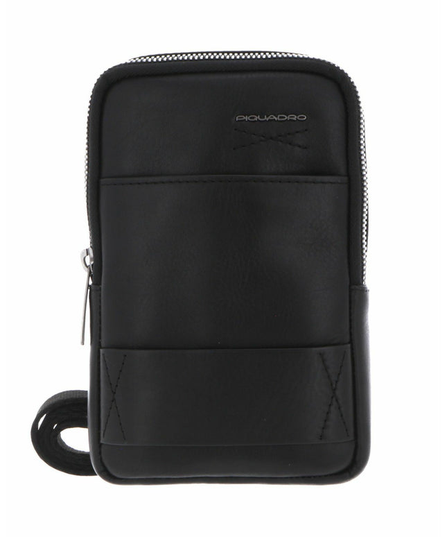 Piquadro, Obidos, Leather Crossbody Bag, Black, For Men