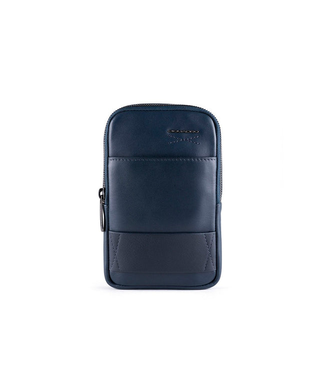 Piquadro, Piquadro, Phone Organizer, Leather Crossbody Bag, Blue, 18 x 12 x 2.50 cm, For Men
