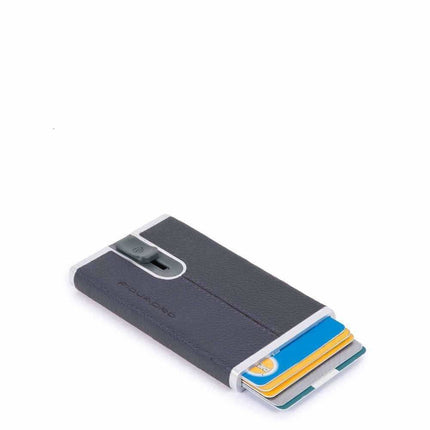 Piquadro, Piquadro, Leather Card Holder, Square Sliding System, PP4825B3R-BLU4, Blue, For Men