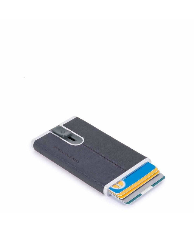 Piquadro, Piquadro, Leather Card Holder, Square Sliding System, PP4825B3R-BLU4, Blue, For Men