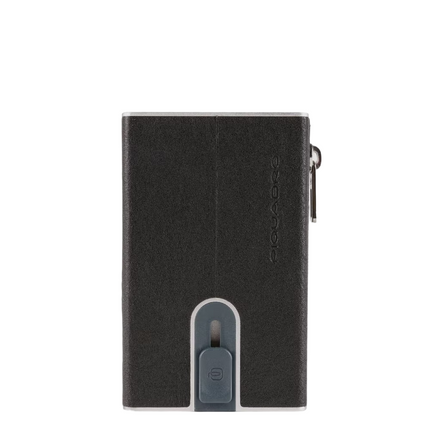 Piquadro, Piquadro, Leather Card Holder, Square Sliding System, PP5585B3R, Black, For Men