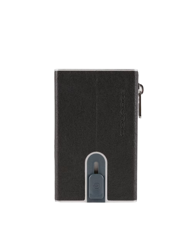 Piquadro, Piquadro, Leather Card Holder, Square Sliding System, PP5585B3R, Black, For Men