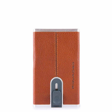 Piquadro, Piquadro, Leather Card Holder, Square Sliding System, Arancio, Unisex
