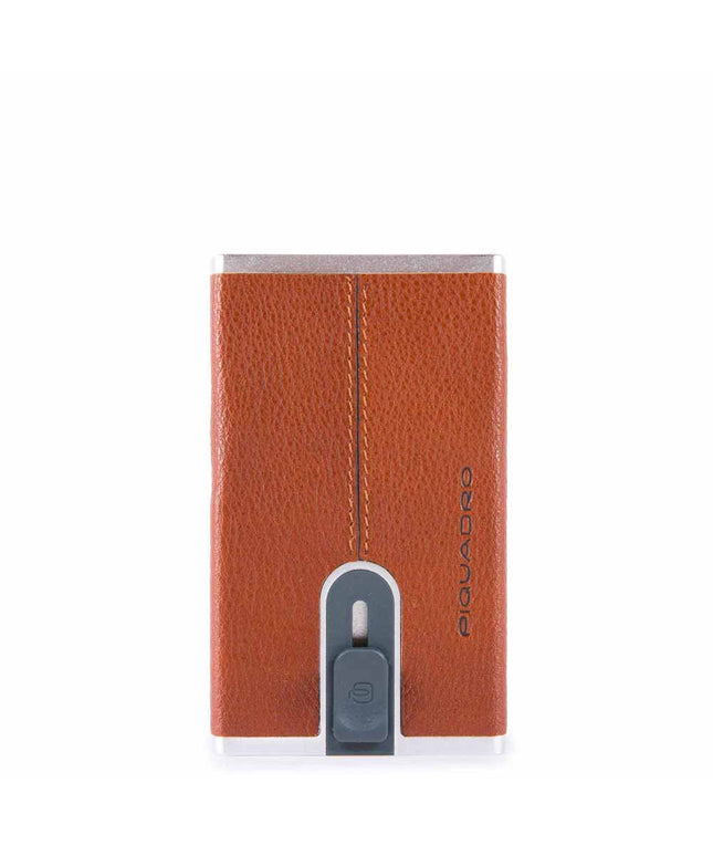 Piquadro, Piquadro, Leather Card Holder, Square Sliding System, Arancio, Unisex