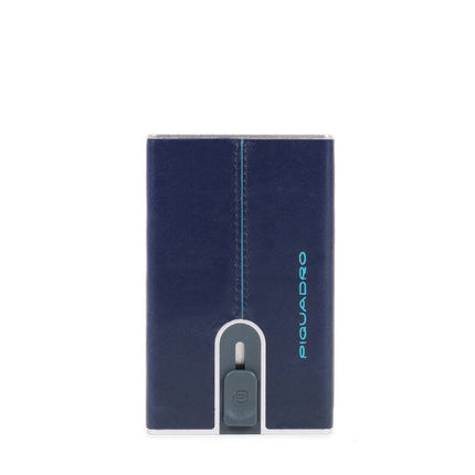 Piquadro, Blue Square, Leather Wallet, Square Sliding System with Money Clip, PP5358B2R-BLU2, Blue, For Men