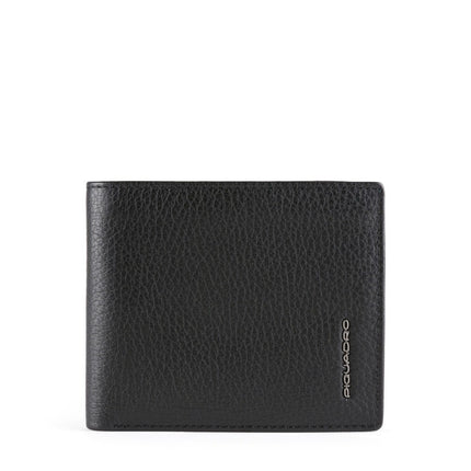 Piquadro, Piquadro, Leather Wallet, With Zipped Coin Pocket, Black, For Men