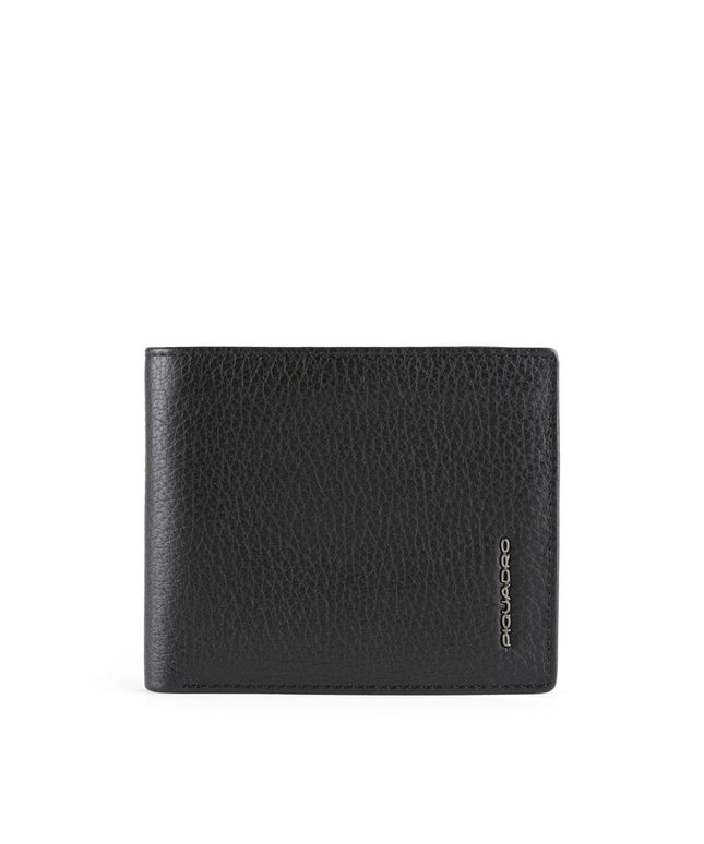 Piquadro, Piquadro, Leather Wallet, With Zipped Coin Pocket, Black, For Men