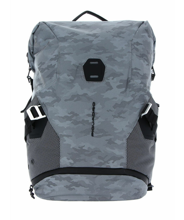 Piquadro, Piquadro, Nylon, Textile Backpack, Grey, Laptop And Ipad Wallet Key Holder, For Men