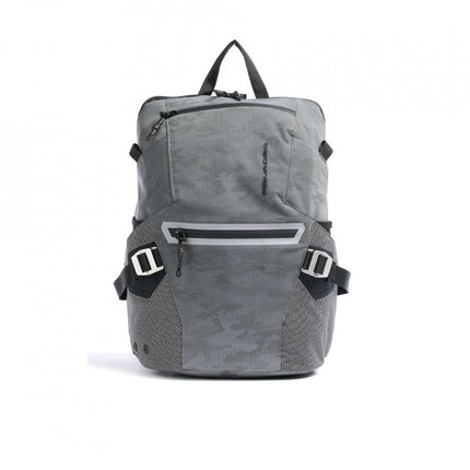 Piquadro, PQM, Polyester, Textile Backpack, Gray, For Men, 39 x 31 x 15 cm