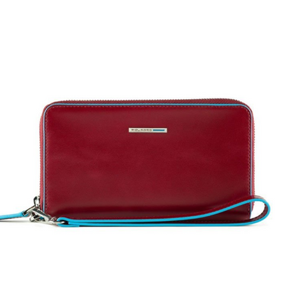 Piquadro, Blue Square, Leather Wallet, Red, For Women