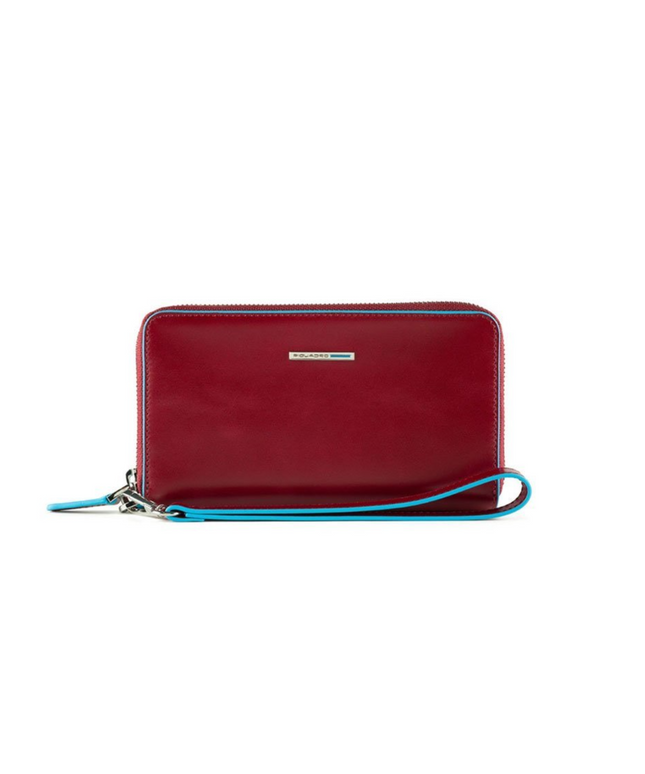 Piquadro, Blue Square, Leather Wallet, Red, For Women