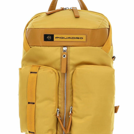 Piquadro, Pq-Bios Regenerated, Textile Backpack, Yellow, Unisex, 27 x 41x 12
