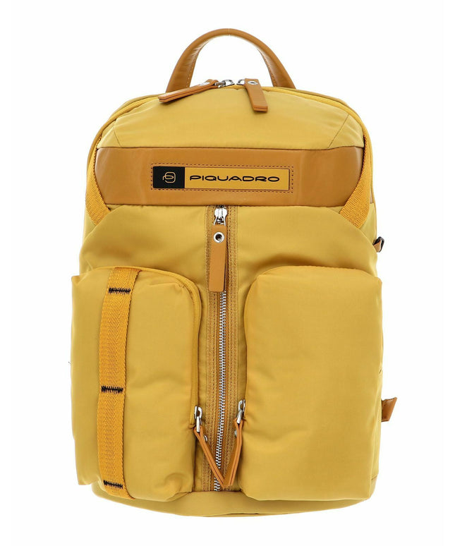 Piquadro, Pq-Bios Regenerated, Textile Backpack, Yellow, Unisex, 27 x 41x 12