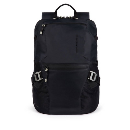Piquadro, PQM, Polyester, Textile Backpack, Black, Laptop Compartiment, Unisex, 27 x 37 x 7 cm
