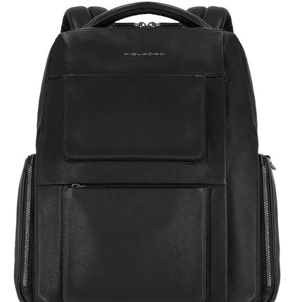 Piquadro, Tallin, Leather, Leather Backpack, Black, Laptop Compartiment, 42021110, For Men