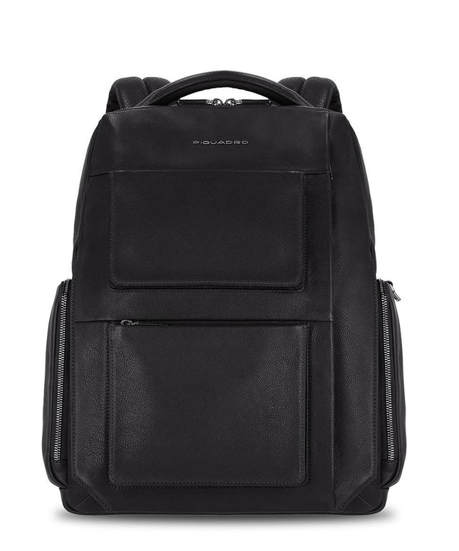 Piquadro, Tallin, Leather, Leather Backpack, Black, Laptop Compartiment, 42021110, For Men