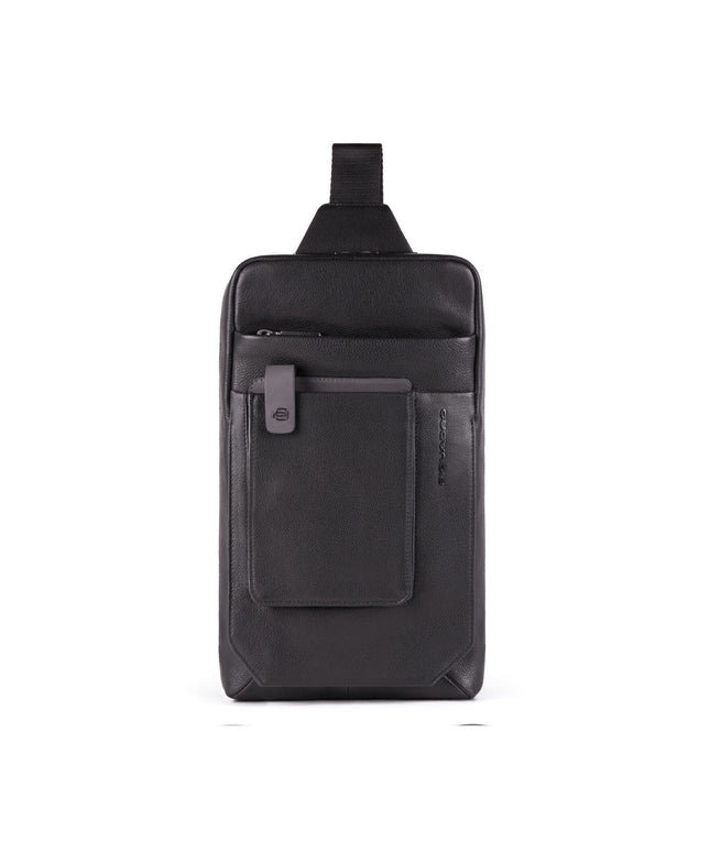 Piquadro, Tallin, Leather Bag, Mono Sling, Black, For Men, 20 x 33 x 5 cm