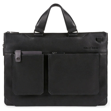 Piquadro, Tallin, Leather, Leather Briefcase, Document Holder, Black, 42 x 30 x 5 cm, For Men