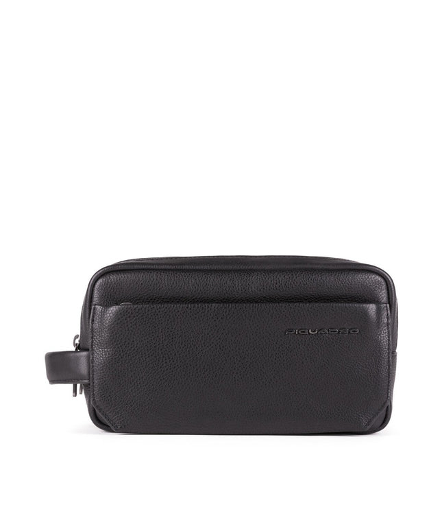 Piquadro, Tallin, Leather Handbag, Double Zip, Black, 25 x 14 x 13 cm