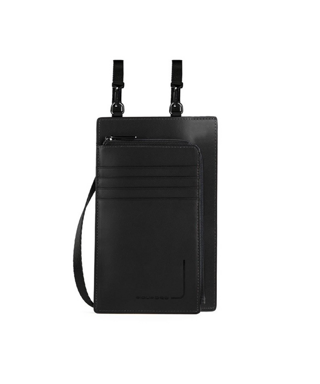 Piquadro, Tasche, Leather Crossbody Bag, Black, 11.5 x 19 x 2 cm, For Women