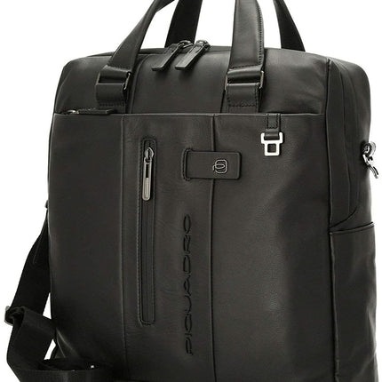 Piquadro, Urban, Leather Briefcase, Laptop Compartiment, Black, 36 x 37 x 9.5 cm, For Men