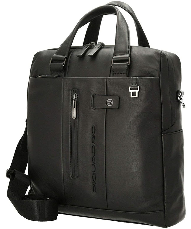 Piquadro, Urban, Leather Briefcase, Laptop Compartiment, Black, 36 x 37 x 9.5 cm, For Men