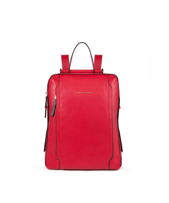 Piquadro, Zaino, Leather, Leather Backpack, Red, With Double Notebook And Ip, For Women, 36.5 x 28 x 12.5 cm