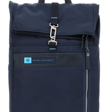 Piquadro, Zaino Roll Top Porta PC PQ-BIOS, Leather Backpack, Blu Authentic, Unisex