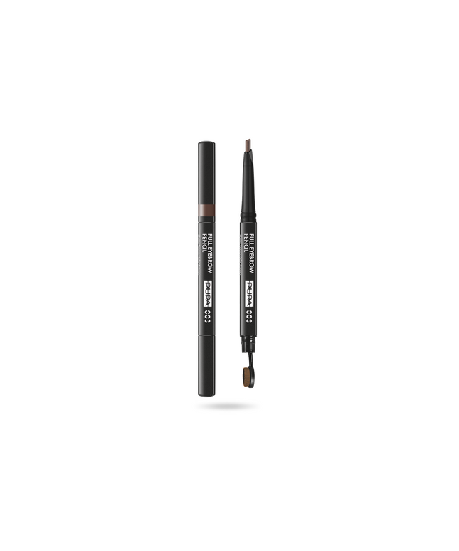 Pupa, Full, Paraben-Free, Definer, Double-Ended, Eyebrow Cream Pencil &amp; Brush 2-In-1, 003, Dark Brown, 0.2 g