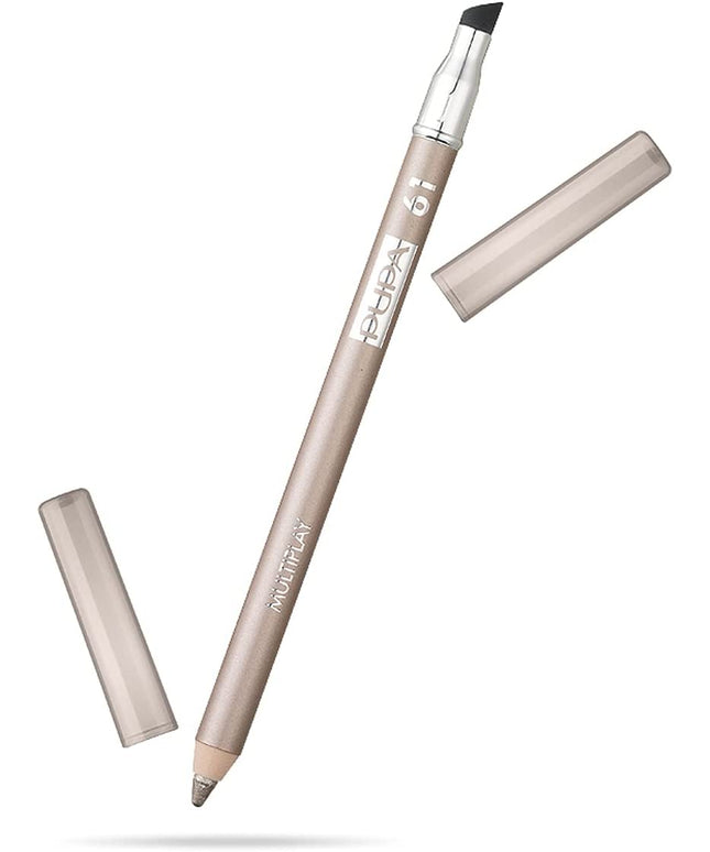 Pupa, Multiplay, Double-Ended, Eyeshadow &amp; Kajal Eyeliner 2-In-1, 61, Platinum, 1.2 g *Tester