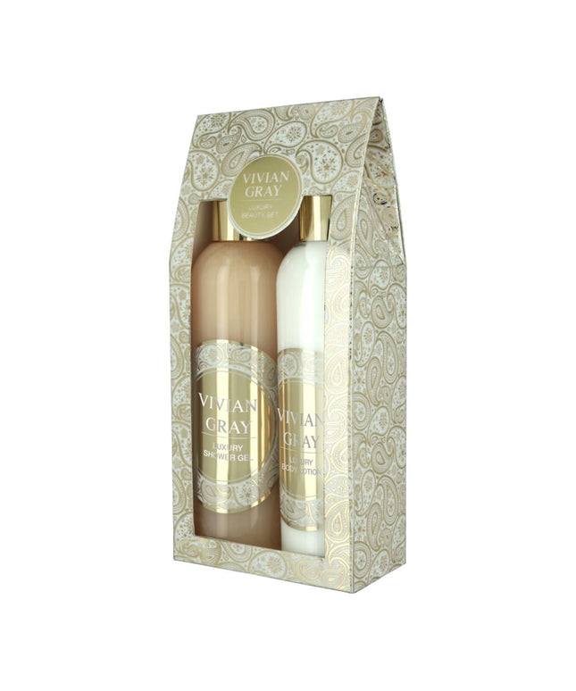 Romance Set Vivian Gray: Luxury, Vanilla &amp; Patchouli, Softening, Shower Gel, For All Skin Types, 250 ml + Luxury, Vanilla &amp; Patchouli, Moisturizing, Body Lotion, 250 ml